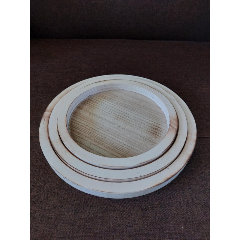Set tăvi rotunde din lemn 20-23-26 cm