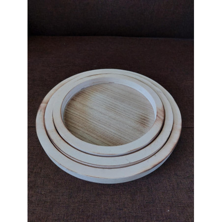 Set tăvi rotunde din lemn 20-23-26 cm